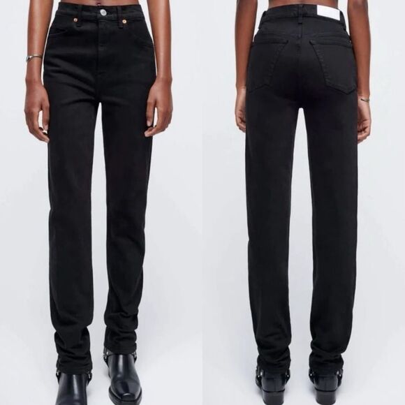 Re/Done 70's Orginals Black Straight Jeans High Rise Size 25 - Picture 1 of 16